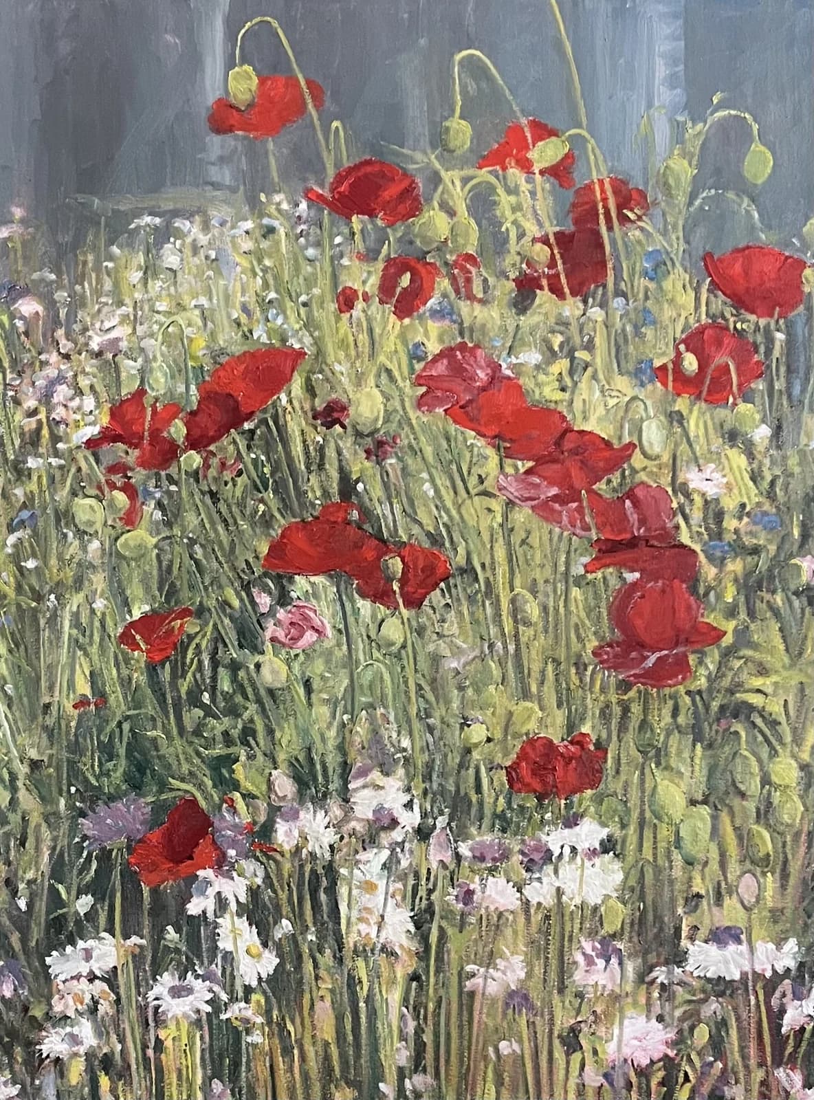 Crimson Meadow Reverie, an oil painting by John Horejs